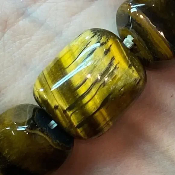 Carolyn Pollack Vintage 9 Chunky Tiger's Eye Beads Stretch Bracelet For Women
